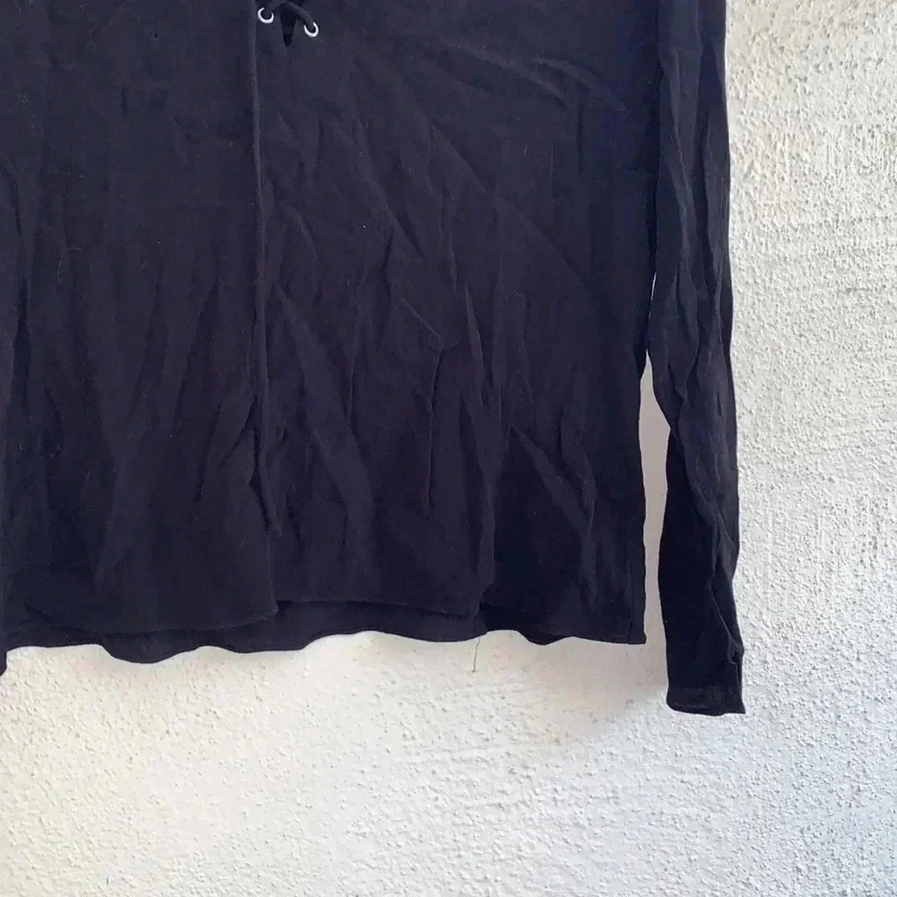 Aritzia Wilfred Lace Up Front Black Blouse Size Small - Picture 4 of 6